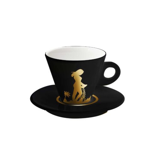 Tazza Cappuccino Nera con Piattino Seminatrice Oro