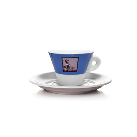 Tazza Cappuccino con Piattino Decoro Color Azzurro